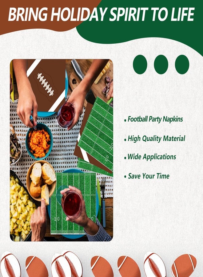 Merriva 50 Count Football Party Paper Napkins – 25 Football Design and 25 Field Design, Disposable Beverage Cocktail Napkins for Game Day, Sports Birthday, Tailgate, and Team Celebration Decorations - Image 5